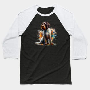 Wirehaired Pointing Griffon in Vibrant Splash Art Baseball T-Shirt